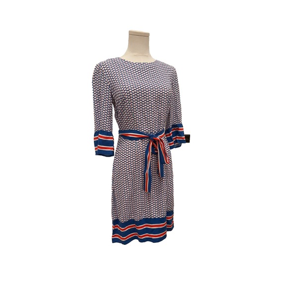 Boden Floral Feminine Boho Nautical Andrea Belted Shirt‎ Dress Fluted Sleeve 6R - Picture 4 of 13